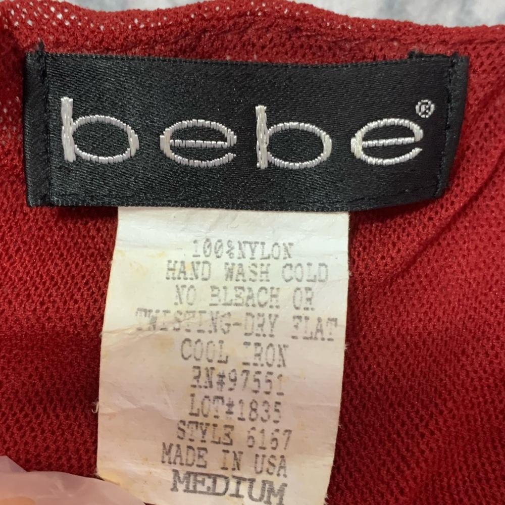 VTG bebe Red Midi Dress M - Picture 4 of 7